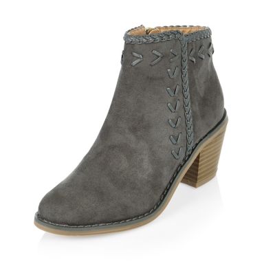 Girls grey Western weave boots